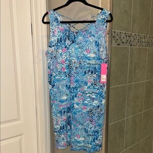 Lilly Pulitzer Kristen Dress Blue Peri Lilly Loves North Carolina XL New w/ tags